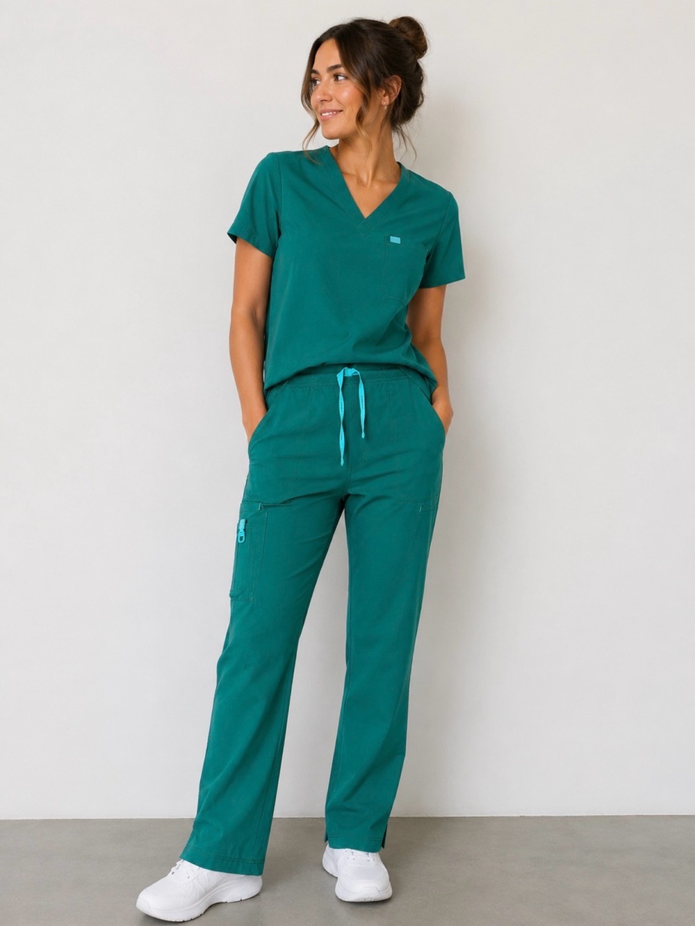 Carhartt Force Cross-Flex Women’s Scrub Pants Medium Straight Leg Green Cargo